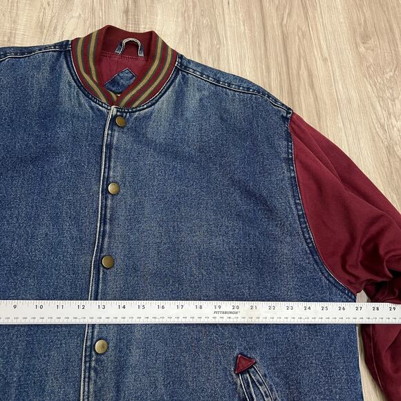 Vintage Eagles Ridge Outfitters XL Snap Up Blue/Red Denim Bomber Jacket - Picture 4 of 8